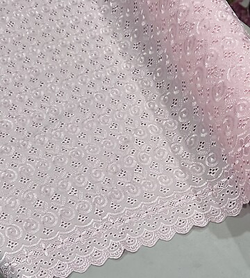 #ad PINK Cotton Eyelet Embroidery fabric 44” Width Sold By The Yard $9.99