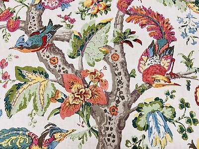 #ad Lee Jofa Large Scale Glazed Linen Fabric Tree of Life White 2.75 yd 2009129.519 $550.00