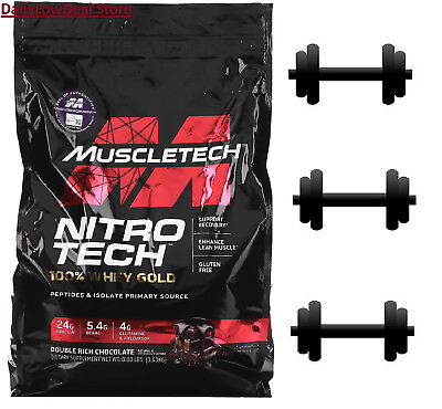 #ad Muscletech Nitro Tech 100% Whey Gold Whey Protein Powder Rich Chocolate 8 LBS $119.95