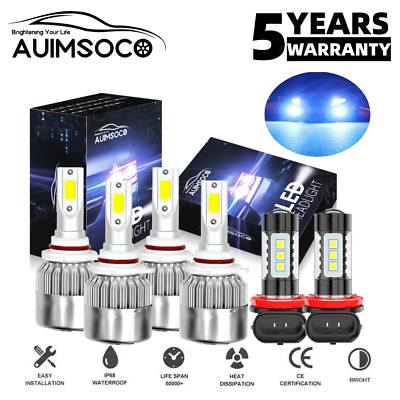 #ad 8000K Ice Blue LED Headlight High Low Beam Fog Light Bulbs 9005 9005 H11 Kit $35.99