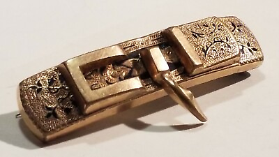 #ad Unique Antique Tie Bar Pin Gold Tone Metal With Black Enamel Inlay Leaf Design $36.95