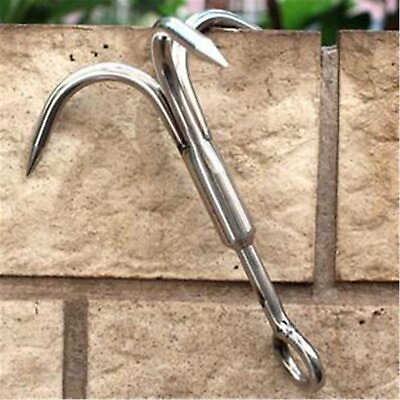 #ad 3 Claw Stainless Steel Grappling Hook Climbing Survival Carabiner Wall Outdoor $10.99