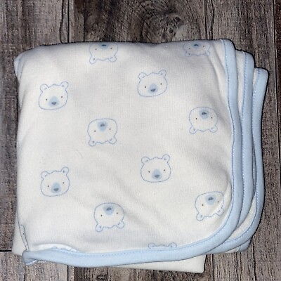 #ad Carter#x27;s Child of Mine Baby Blanket Teddy Bear Stripes Blue White Security Lovey $24.99