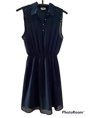 #ad Sheer Black Collard Dress Career One Clothing Brand Women Small S $7.94