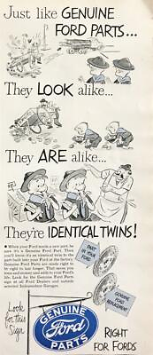 #ad 1949 Genuine Ford Parts Print Ad They Look Alike Are Alike Are Identical Twins $8.85