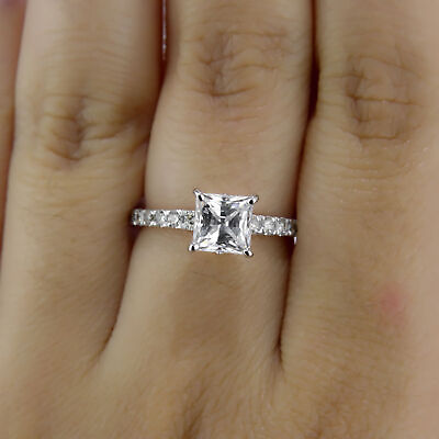 #ad 2 Carat Ladies Princess Cut Diamond Engagement Ring G SI1 14K White Gold $2887.65