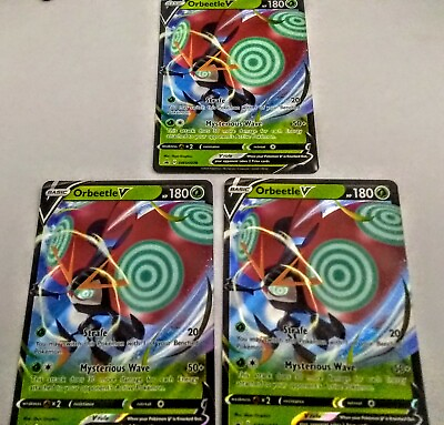 #ad 3 Orbeetle V SWSH078 Black Star Promo Pokemon Cards Standard Size Version $6.99