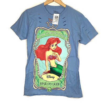 #ad Disney 100 Years Little Mermaid Ariel T Shirt Blue Short Sleeve Tee Women S $20.00