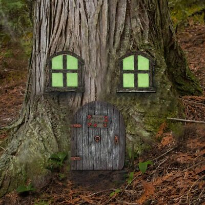 #ad Miniature Fairy Gnome Home Window Door for Trees Yard Art Garden Sculpture decor $19.99