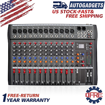 #ad 12 Channels Professional Bluetooth Live Studio Audio Mixer Power Mixing Recorder $119.59