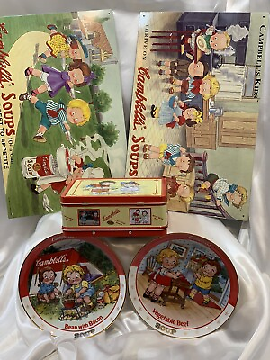 #ad Campbell#x27;s Vintage Soup Kids Sign Plate Lunchbox Collection $68.69