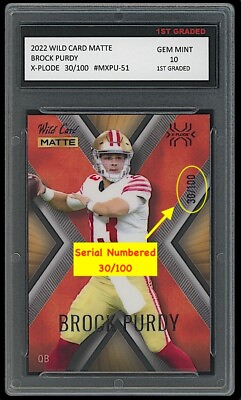 #ad Brock Purdy 2022 Wild Card Matte X Plode 1st Graded 10 NFL Rookie RC 100 49ers $139.99