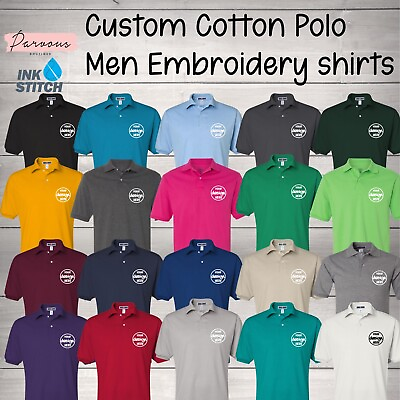 #ad Ink Stitch Design Your Own Custom Logo Texts Stitching Men Jersey Polo Shirts $29.99