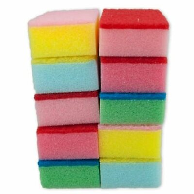 #ad 10pc Colorful 2 Side Sponge Scouring Pads Great for Cleaning Kitchen Dishes Bath $8.49