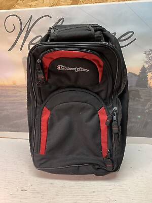 #ad Champion Equipment 21quot; Rolling Back Pack Black and Red Carry on Luggage Travel $24.00