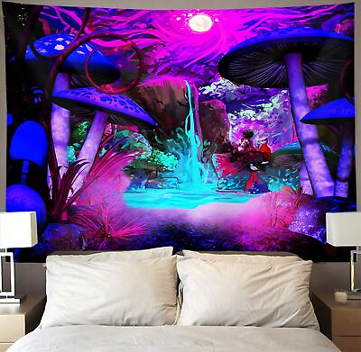 #ad Cool Mushroom Tapestry Wall Hanging Hippie Nature Waterfall Landscape Tapestr... $14.66