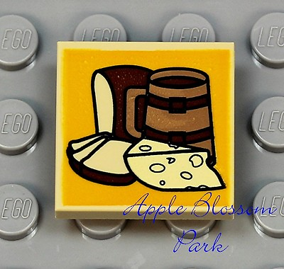#ad NEW Lego CHEESE amp; BREAD 2x2 Printed TAN INVERTED TILE Pirate Castle Minifig Food $1.49
