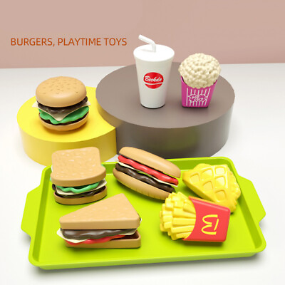 #ad Hamburger Fast Food Kitchen Toy Pretend Play Kitchen Kids Plastic Preschool Toys $12.99