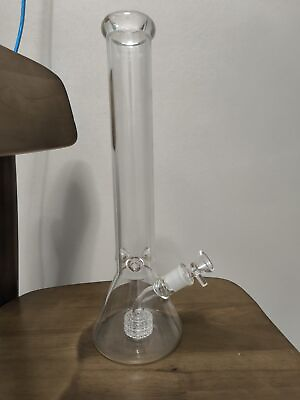 #ad 16In Glass Big Bong Super Heavy Glass Water Pipe Thick Beaker Bongs 18mm Bowl $29.99
