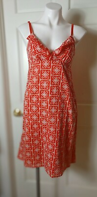 #ad LUCY amp; LAUREL DRESS SUNDRESS ORANGE CORAL EMBROIDERED FLOWERS $14.95