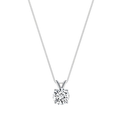 #ad 1 Ct Round Cut Created Diamond Solid Real 14K White Gold Pendant 18quot; Necklace $349.99