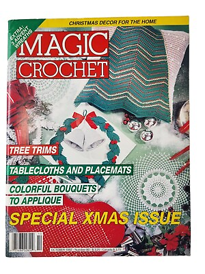#ad Magic Crochet Magazine Oct. 1992 Number 80 Tree Trims Bouquets placemats $14.95