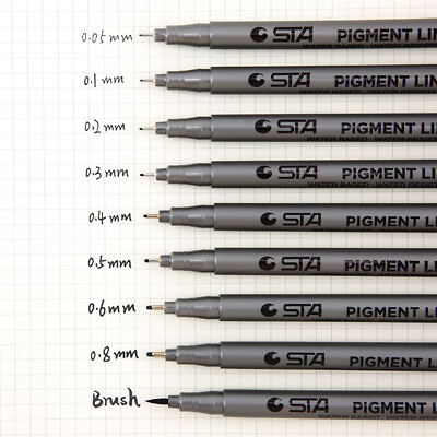 #ad Fineliner Pens Fine Line Drawing Markers Art Brush Journal Black Pigment Ink Pen $21.29