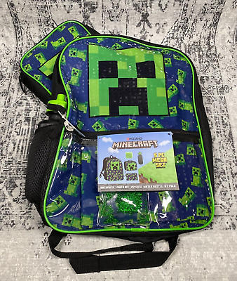 #ad Mine Craft Back Pack 5 Piece Mega Set Lunch Bag Water Bottle Kids School Supply $9.95