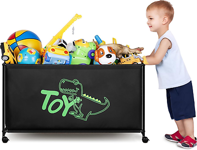 #ad Large Toy Box with Wheels Big Toy Chest for Kids Organizer Toy Storage Bin 124L $63.99