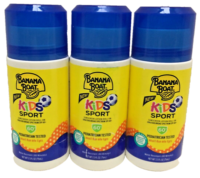 #ad Banana Boat Kids Sport Roll On Sunscreen Lotion SPF 60 Pack Of 3 EXP 05 2024 $8.98