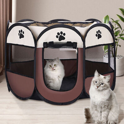 #ad Portable Pet Playpen Dog Cat Folding Crate Camping Tent Kennel Kitten Fence $15.79