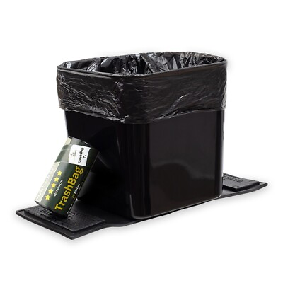 #ad Car Trash Can Waterproof Auto Garbage Bin Spill Proof Container with Bag Black $23.99