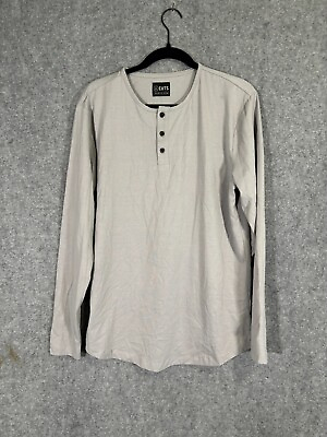 #ad Cuts Clothing shirt Men Large Light Gray Curve Hem Long Sleeve Henley Pyca Pro $29.88