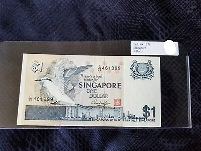 #ad Singapore 1 Dollar 1976 Pick #9 Extra Fine Serial G 73 461399 $5.99