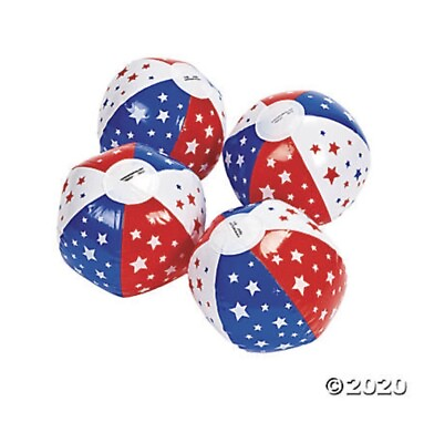 #ad Inflatable Mini Patriotic Mini Beach Balls 4th of July Red White Blue 5” Set 12 $17.99