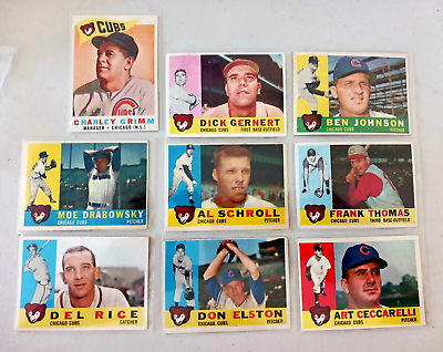 #ad Lot of 9 1960 Topps CHICAGO CUBS Vintage baseball DEL RICE MOE DRABOWSKY $32.99