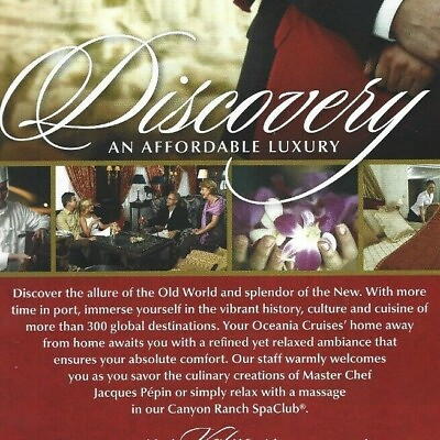 Oceania Cruises Print Ad Affordable Luxury Italy Azure Coast Athens Barcelona $14.97