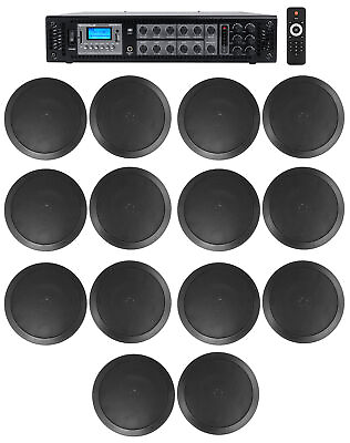#ad Rockville Commercial Receiver14 6.5quot; 2Way Black Ceiling Speakers 4 Hotel Office $609.60