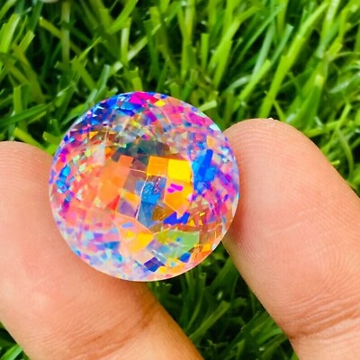 #ad 52 Ct Natural Mystic Topaz Rainbow Color ROUND Cut Certified Gemstone $21.31