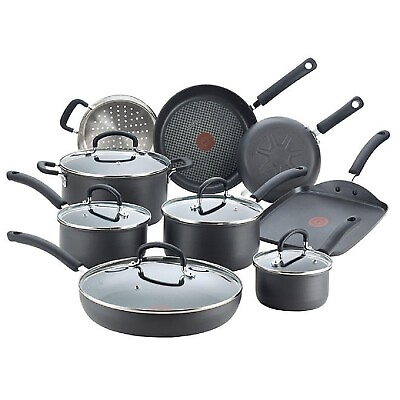 #ad T fal Ultimate 14 Piece Hard Anodized Nonstick Cookware Set $230.14