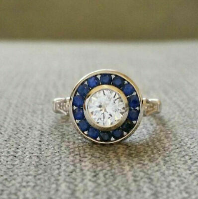 #ad 935 Argentium Silver Antique Art Deco Inspired Engagement Fine Women#x27;s Ring $127.19