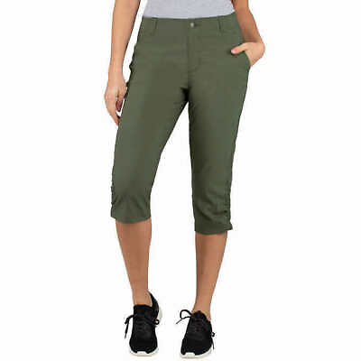 #ad NWT Khombu Women#x27;s Stretch Capri Pant Elastic Waist Green Size M $55 JJ259 $12.74