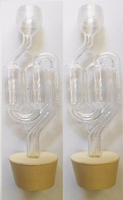#ad 2 Pack Twin Bubble S Shape Airlock and Carboy Bung Size # 6.5 $7.99