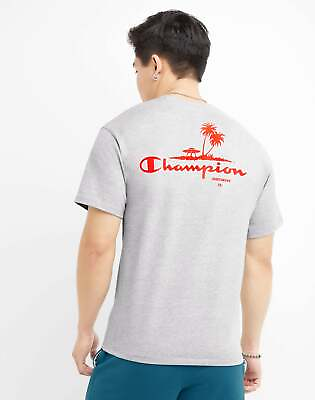#ad Champion Men#x27;s Classic Logo Graphic Crewneck Short Sleeve T Shirt Gray XL $6.75