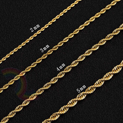 #ad #ad Women Men Stainless Steel Gold Plated 2mm 3mm 4mm 5mm Rope Necklace Chain C11 $6.98