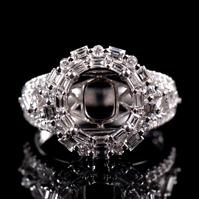 #ad Fancy Custom Round Cut 8mm Natural Diamond Women Ring Semi Mount 14K White Gold $975.00