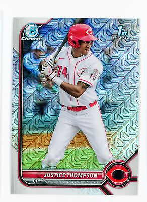 #ad 2022 Bowman Justice Thompson #BCP 59 Chrome Prospects Mojo Refractor Reds $1.50