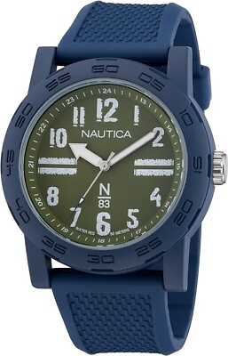 #ad Nautica N83 Men#x27;s NAPATS305 Ayia Triada Blue Wheat PU Fiber Strap Watch $28.90