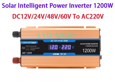 #ad DC12 24 48 60V To AC220V New CARMEAR AER 1200W Solar Intelligent Power Inverter $93.09