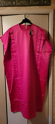 #ad Women Kaftan Maxi Dress Muumuu house dress Pink Loose Fit short sleeve Pleated $15.50